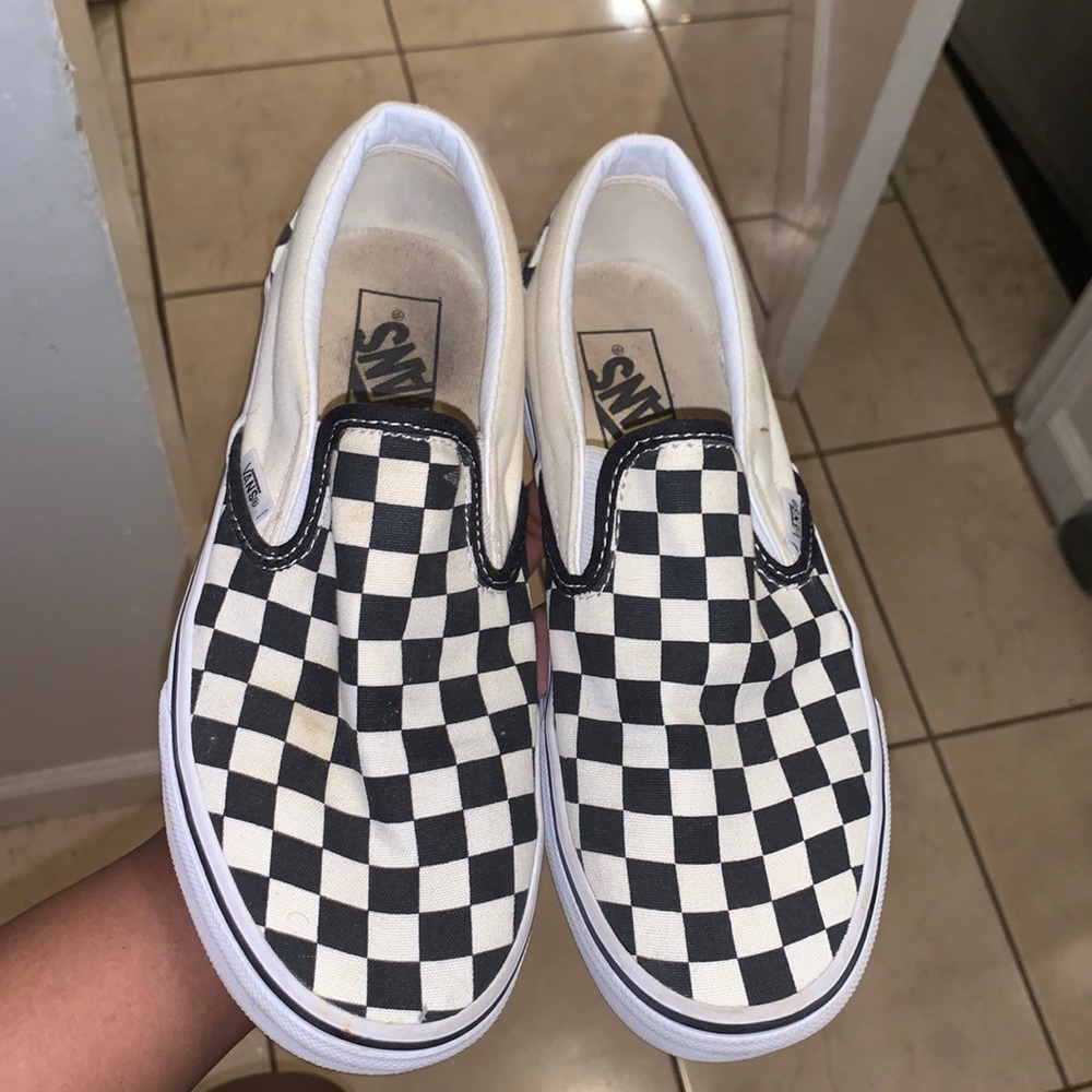 Black and white checkerboard vans